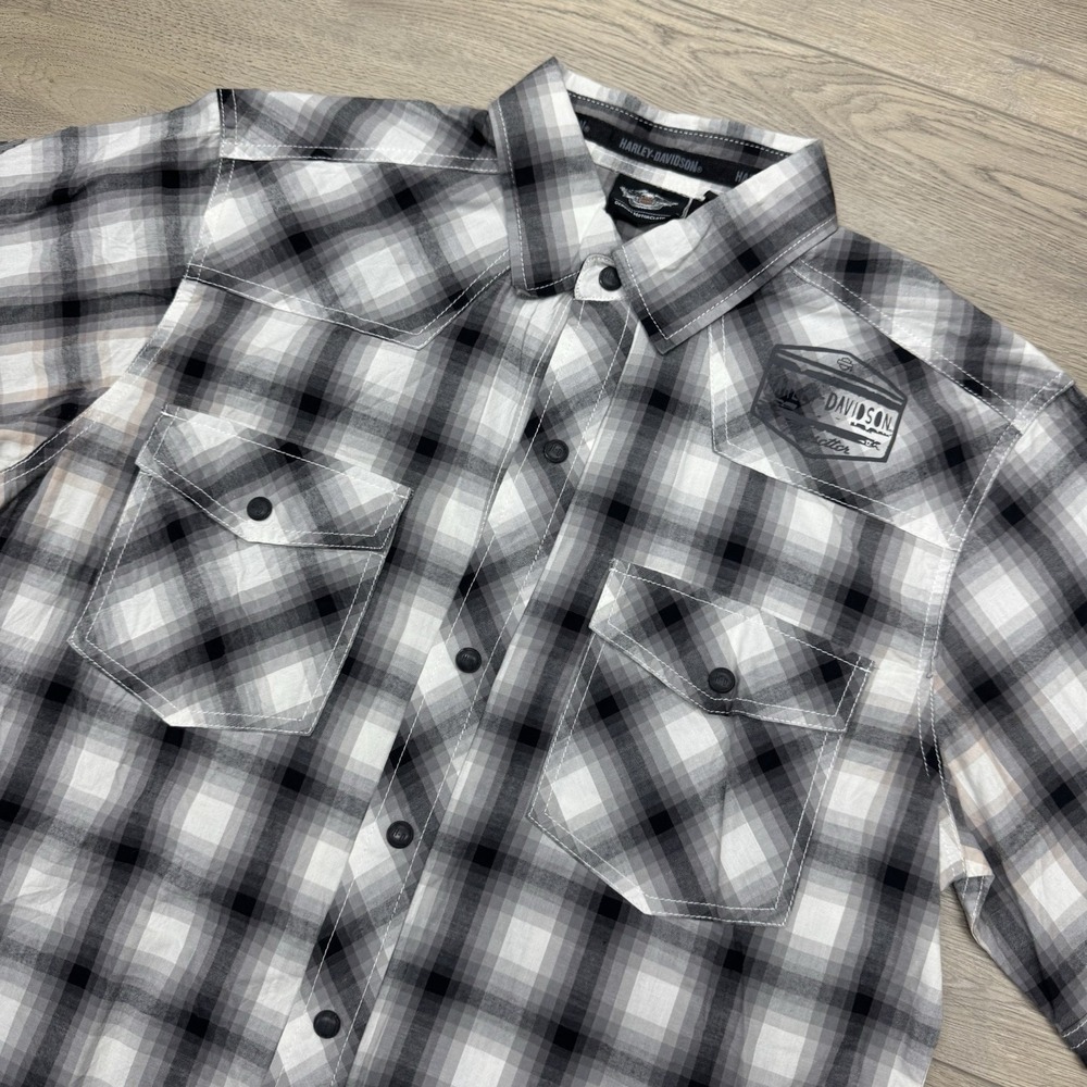 Harley Davidson Motorcycles Multicolor Plaid S/S Mechanic Style Shirt Sz M